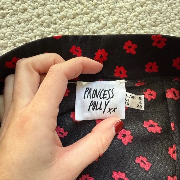 Floral Black and Red Women's Skirt - Picture 3 of 3